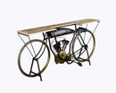 Tables Metal Table - 14" X 76" X 34" Silver Antique Bike Table HomeRoots