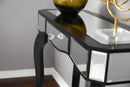Tables Modern Console Table - 35'.5" X 13" X 31" Black MDF, Wood, Mirrored Glass Console Table with Mirrored Glass Inserts and a Drawer HomeRoots