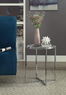 Tables Modern Side Table - 18" X 18" X 19" Clear Acrylic Chrome Metal Side Table HomeRoots