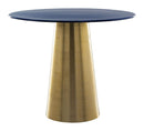 Tables Modern Side Table - 20" x 20" x 16.5" Dark Blue & Gold, Porcelain Enamel, Iron, Side Table HomeRoots