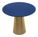 Tables Modern Side Table - 20" x 20" x 16.5" Dark Blue & Gold, Porcelain Enamel, Iron, Side Table HomeRoots