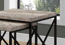 Tables Nest of Tables - 37'.25" x 37'.25" x 40'.5" Taupe, Black, Particle Board, Metal - 2pcs Nesting Table Set HomeRoots