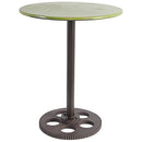 Tables Round Metal Table With Wheel Design Bottom, Multicolor Benzara