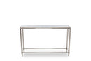 Tables Rustic Console Table - 34" Stainless Steel and Glass Console Table HomeRoots