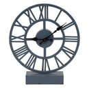 Tables Table Decorations - 11.75" X 2.5" X 13.5" Blue Metal Table Clock HomeRoots