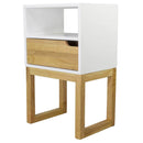 Tables White Side Table - 16" X 12" X 26" White & Natural Solid Wood One Drawer Open Display Side Table HomeRoots