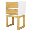 Tables White Side Table - 16" X 12" X 26" White & Natural Solid Wood Two Drawer Side Table HomeRoots