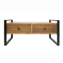 Wood Coffee Table - 39'.75" X 25'.5" X 18'.5" Green, Brown Natural Metal, Wood, MDF Coffee Table with Drawers