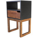 Tables Wooden Side Table - 16" X 12" X 26" Black & Mocha Solid Wood One Drawer Open Display Side Table HomeRoots