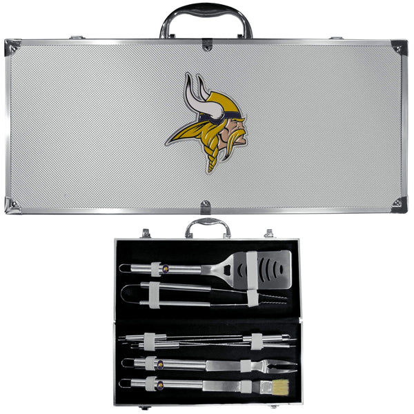 Tailgating & BBQ Accessories NFL - Minnesota Vikings 8 pc Stainless Steel BBQ Set w/Metal Case JM Sports-16