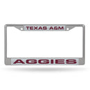 Mustang License Plate Frame Texas A&M Laser Chrome Frame