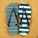 Textile Gifts & Accessories Striped Personalised Flip Flops in Teal Treat Gifts