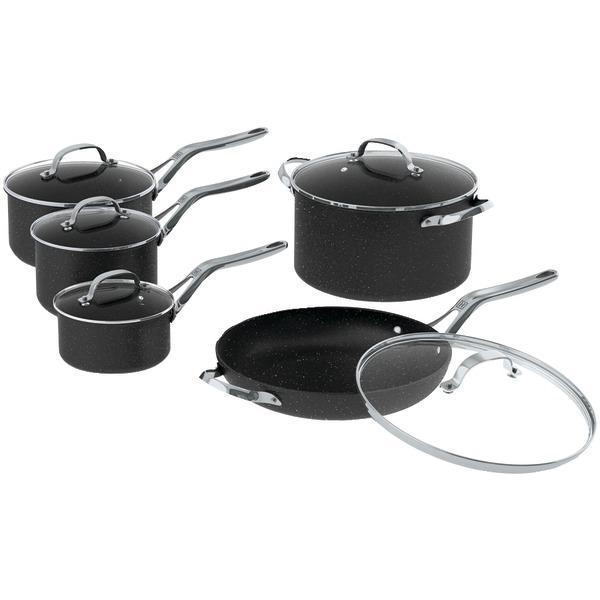 THE ROCK(TM) by Starfrit(R) 10-Piece Cookware Set with Stainless Steel Handles-Kitchen Accessories-JadeMoghul Inc.