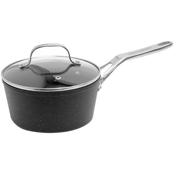 THE ROCK(TM) by Starfrit(R) Saucepan with Glass Lid & Stainless Steel Handles (2-Quart)-Kitchen Accessories-JadeMoghul Inc.