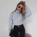 Thick Cable Knit Turtle Neck Crop sweater JadeMoghul Inc.