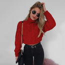 Thick Cable Knit Turtle Neck Crop sweater