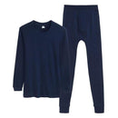 THREEGUN 100% Cotton Winter Round Neck Warm Long Johns Set For Men Ultra-Soft Solid Color Thin Thermal Underwear Men's Pajamas
