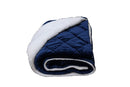 Throws Cute Throws - 60" X 80" Navy Blue Luxury Cozy Square Quilted Throw Blanket And Black Fleece HomeRoots