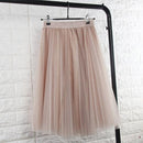 TingYiLi Tulle Skirts Womens Black Gray White Adult Tulle Skirt Elastic High Waist Pleated Midi Skirt 2016-Beige-One Size-JadeMoghul Inc.