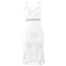 TIY Clothing Plain Color Lace Mesh Fabric Patchwork Women Fishtail Pattern Midi Dress TIY