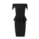 TIY Clothing Plain Color Off-shoulder Design Women Ruffled Tight Dress TIY