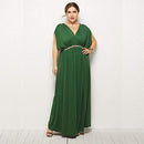TIY Clothing Plus Size Women Solid Color Elegant Dolman Sleeve Party Maxi Dress TIY