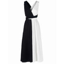 TIY Clothing Sexy Cut-out Color Blocking Design Women Halter Neck Maxi Dress TIY