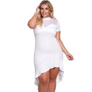 TIY Clothing Sexy Lace Patchwork Women Solid Color Short Sleeves Fishtail Party Dress TIY