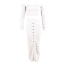 TIY Clothing Sexy Off-shoulder Pattern Women Solid Color Crop Top And Skirt Set TIY