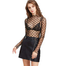 TIY Clothing Sexy See-through Mesh Dot Design Long-sleeve Mock Mesk Blouse TIY