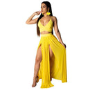 TIY Clothing Sexy Solid Color Chiffon Camisole Split Long Skirt Set TIY