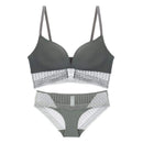 TIY Clothing Sexy Solid Color Thin Sponge Wireless Plunge Bra Brief Set TIY