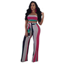 TIY Clothing Sexy Women Color Blocking Design Tube Top Wide-leg Pants Two-piece Set TIY