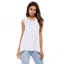 TIY Clothing Solid Color Lace Patchwork Women Sleeveless Chiffon Top TIY