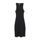 TIY Clothing Solid Color Rib-knit Design Women Round Neck Sleeveless Stretchy Dress TIY