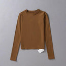 TIY Clothing Solid Color Round Neck Long-sleeve Women Casual Basic Tee TIY