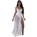TIY Clothing Solid Color Sun-protection Strap Cover Up One-piece Swimwear Set TIY