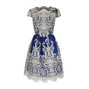 Summer Elegant Woman Hollow Voile Embroidery Slim Vintage Dress