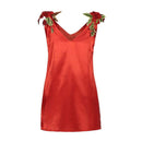 Summer Simple Solid Color Embroidery Flower Loose Sling Dress