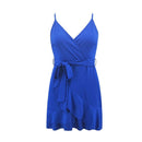 Summer Solid Color Spaghetti Strap Flouncing Hemline Mini Dress