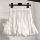 Summer Solid Color Women High-waisted Pleated Tutu Skirt