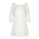Sweet Women Solid Color Sexy One-shoulder Long Sleeves Flouncing Dress