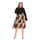 Unique Chiffon Patchwork Long-sleeve Women Plus Size Dress