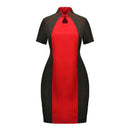 Unique Color Blocking Design Fat Women Short Sleeves Tight Dress