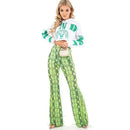 Unique Snakeskin Print Neon Color Women Flare Pants