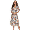 TIY Clothing Vintage Lady Summer Fashion Design Popular Floral Print Sexy Backless Long Dress TIY