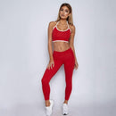 Women Solid Color Contrast Crop Top Design Sportswear Set