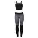 Women Solid Color Tank Top Pattern Sports Leggings 2pcs Set