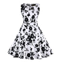 Women Vintage Style Sleeveless Floral Print Curvy Dress