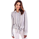 Young Women Fresh Style Stripes Pattern Fashion Bowknot Blouse